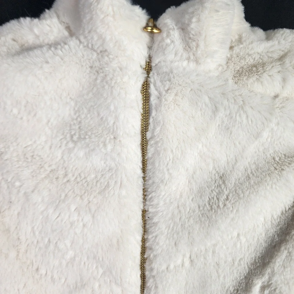 OshKosh B'gosh Cream Faux Fur‎ Jacket Kids Size 4T Zip Front Cozy Warm